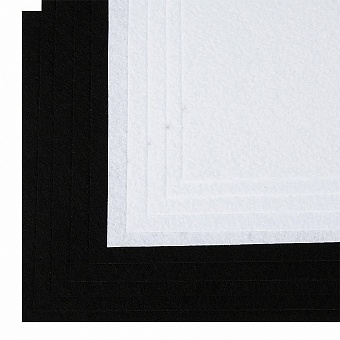 картинка 2 набора листового фетра (жесткий), толщина 1 мм, цвет черный/белый, 10 л./уп. от магазина Стежочек