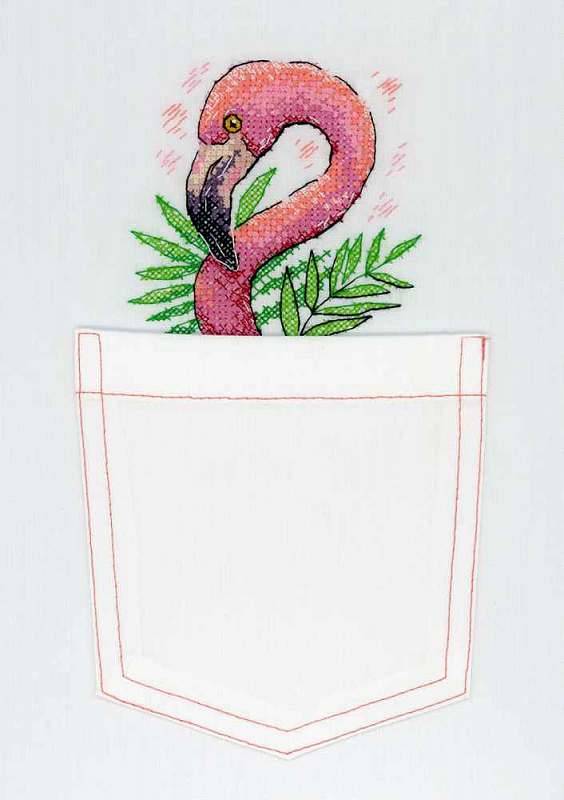 картинка В-248 Набор для вышивания на одежде "Розовый фламинго" от магазина Стежочек
