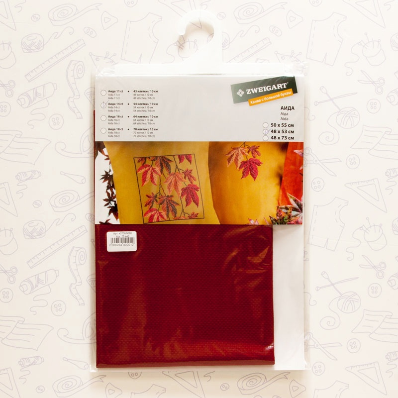 картинка Канва в упаковке Stern-Aida 14 ct, отрез 48 х 53 см, цвет рубиновый (ruby wine) от магазина Стежочек