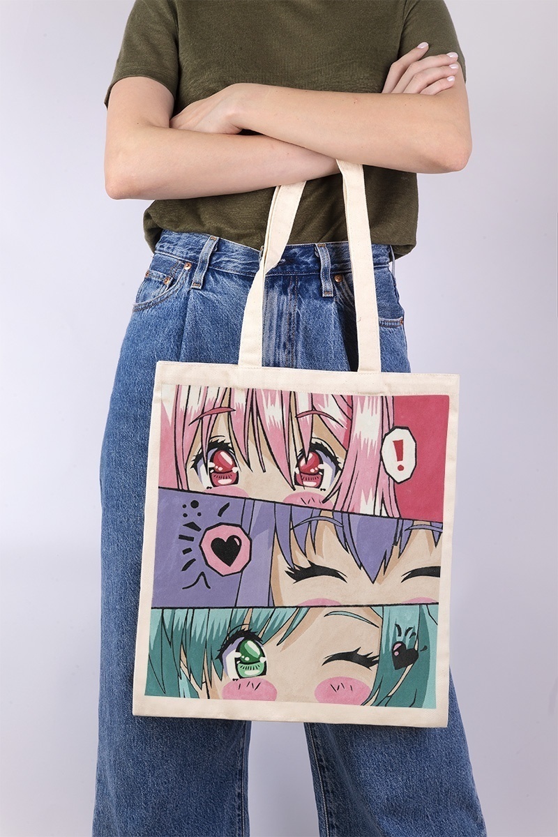 картинка Раскраска на сумке "В стиле аниме. Настроение" от магазина Стежочек