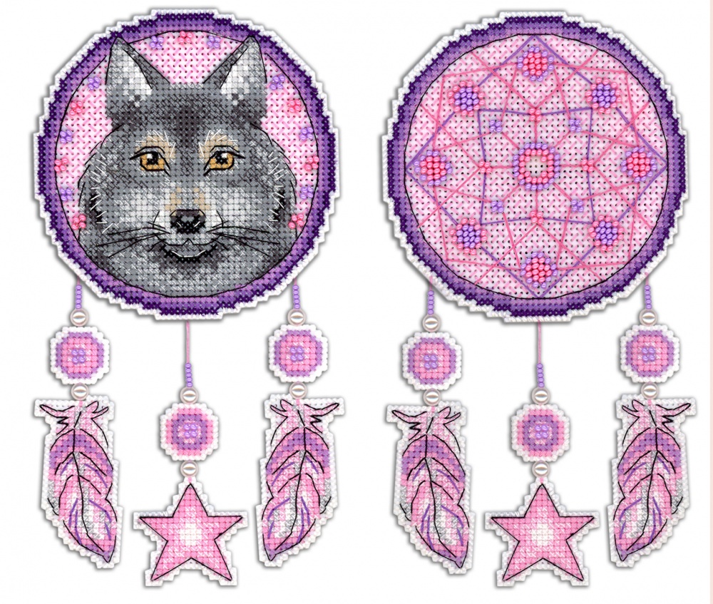 картинка Набор для вышивания на пластиковой канве "Ловец снов. Волк" от магазина Стежочек
