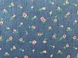 картинка Ткань джинсовая "Цветок-6", цвет синий/розовый от магазина Стежочек