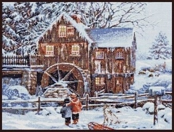 картинка Набор для вышивания "Мельница в снегу" от магазина Стежочек