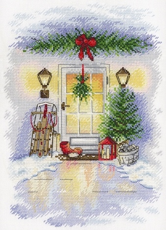 картинка Набор для вышивания "Новогодняя дверь" от магазина Стежочек