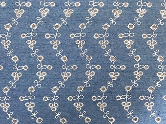 картинка Ткань джинсовая "Волна", цвет голубой/коричневый от магазина Стежочек