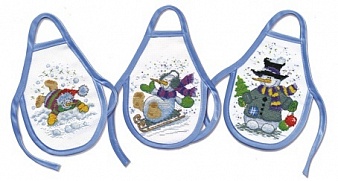 картинка Набор для создания фартучков на бутылки "Снеговики" (по рисунку О.Куреевой) от магазина Стежочек