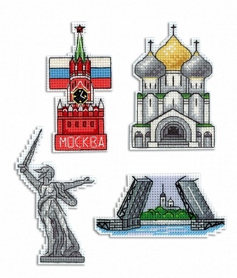 картинка Набор для вышивания на пластиковой канве "Россия" (магниты) от магазина Стежочек