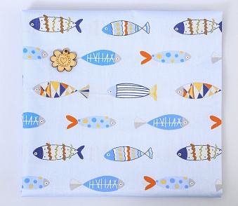 картинка Ткань для шитья "Рыбки", отрез 50х70 см от магазина Стежочек
